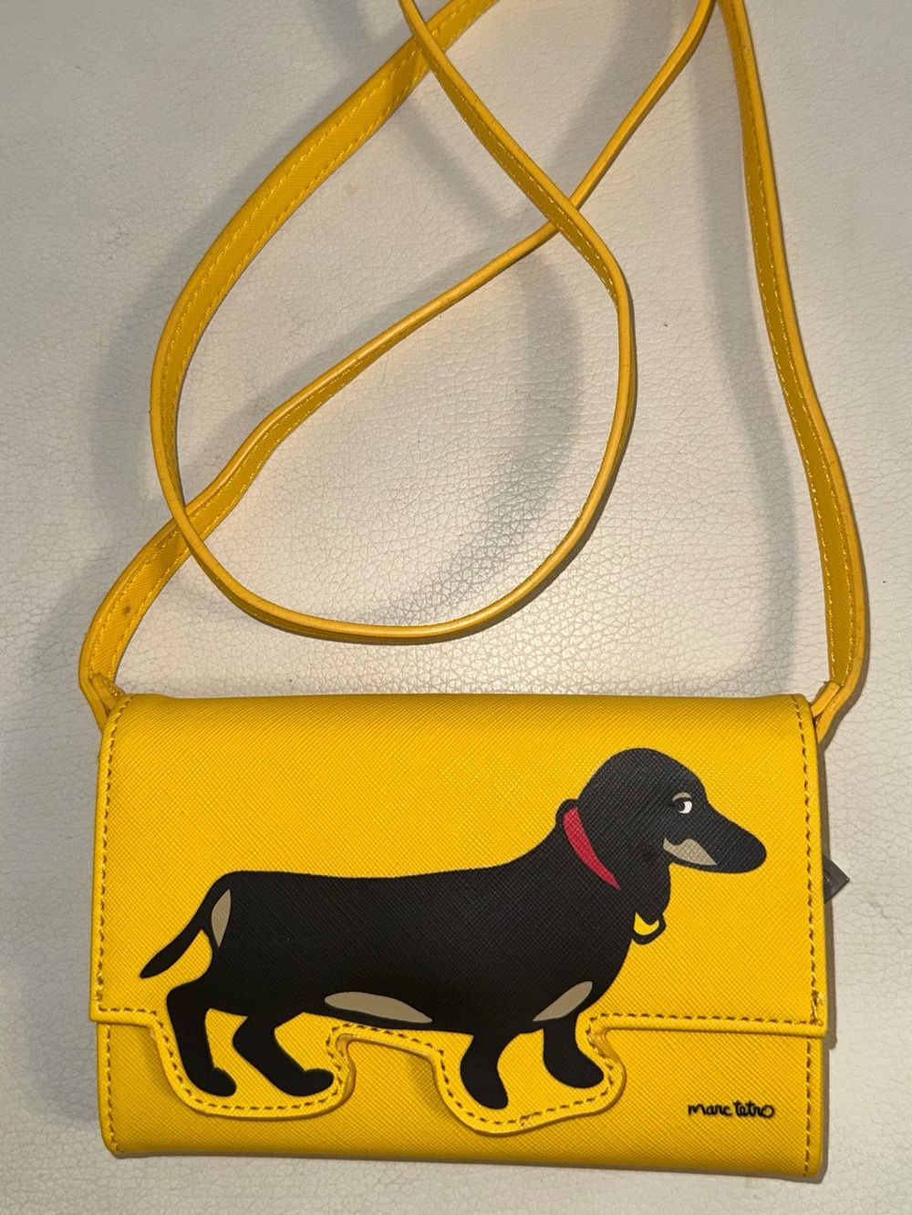 Marc Tetro Yellow Dachshund Crossbody Bag for Dog Lovers